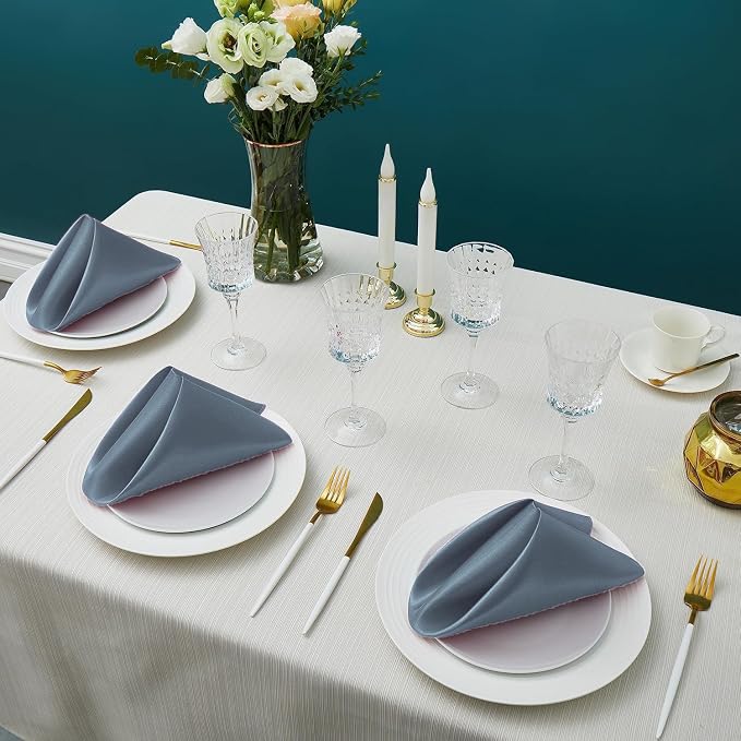 MDS® Pack of 150 Satin Napkins 12 x 12 Inch, Soft Silky Reusable Cloth Dinner Table Napkins for Wedding Décor, Reception, Birthday, Parties, Banquets, Catering, Restaurants & Hotel - Light Silver - Image 2