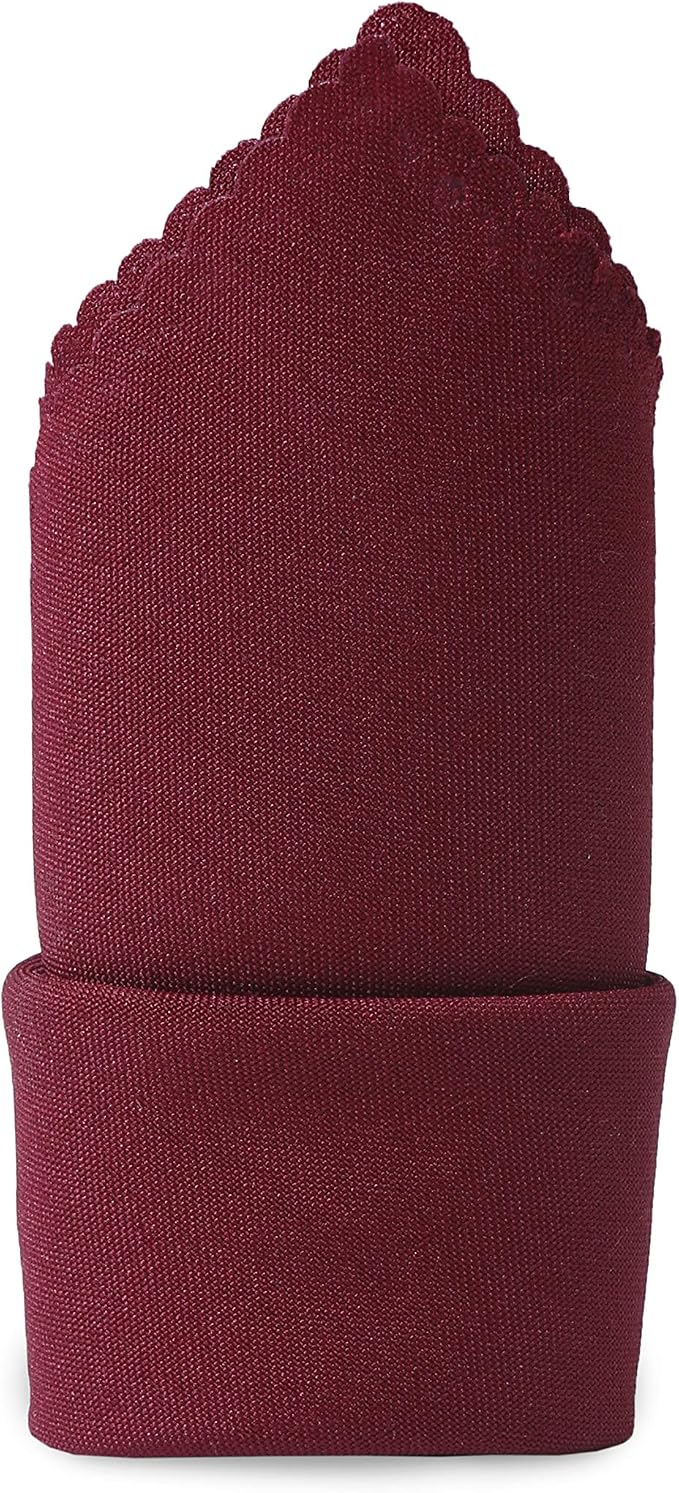 Pack of 50 Polyester Napkins 17 x 17 Inch Square with Scalloped Edge, Plain Washable Reusable Dining Table Cloth Napkin for Wedding Party Banquet Home Restaurant Bistro Decoration - Maroon - Image 4