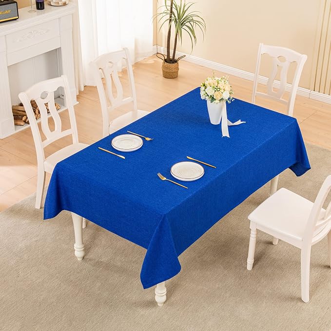 BALCONY & FALCON Rectangle Table Cloth Waterproof Royal Blue 85"x57" | Rectangular Washable Wrinkle Resistant Table Cloth Linen Fabric Tablecloths for Dining Party Kitchen Wedding and Outdoor Use - Image 5