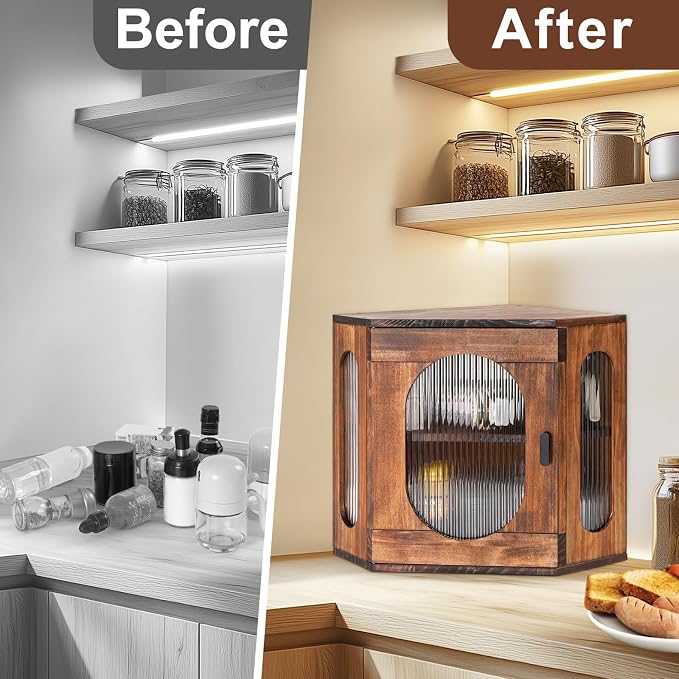 Sunhoo Bread Box for Kitchen Countertop Corner Bread Storage Wooden Breadbox Container 2 Layer Bread Holder Keeper Large Farmhouse Bread Bin Shelf for Homemade Pantry Vintage Acrylic Window(Brown) - Image 5