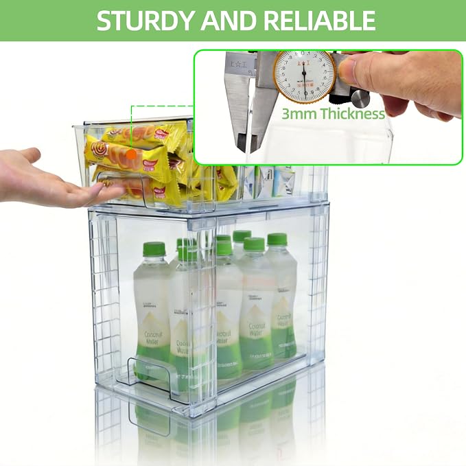 High Clear Stackable Storage Drawers(2 Pack), High-strength Plastic Organizer Bins with Handles for Skincare Bathroom Cabinet Vanity Undersink Kitchen Pantry BPA-Free Storage Containers - Image 5