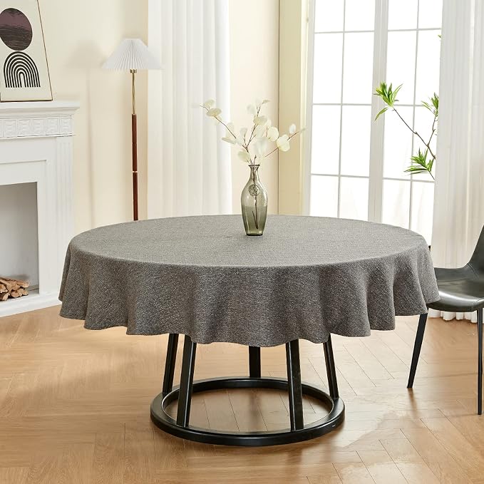 BALCONY & FALCON Rectangle Table Cloth Waterproof Gray 70" | Round Washable Wrinkle Resistant Table Cloth Linen Fabric Tablecloths for Dining Party Kitchen Wedding and Outdoor Use - Image 5