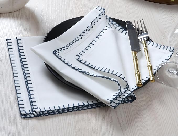 Bedding Craft Cotton Cloth Dinner Napkins Set of 12 – 18x18 Magical Forest Reusable Fabric Napkins with Blanket Stitch Selvedge – Elegant Washable Wedding Napkins for Dining, Kitchen & Events - Image 5