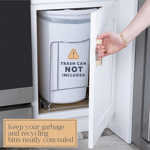 HOLDN’ STORAGE Pull-Out Trash Can for Under-Cabinet, 10 Gal / 40 qt | Heavy-Duty Chrome, Smooth Slide with Trash Bag Storage, Fits 11" Cabinet Opening (Bin Not Included) - Image 4