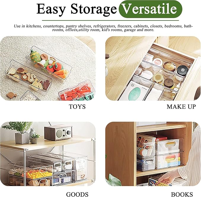 bealy Clear Drawer Organizer with 3 Dividers, Fruit Containers for Fridge Organization, Clear Stackable Storage Drawers, BPA Free, 6.34QT - Image 7