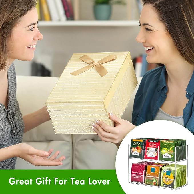 BEYGORM Acrylic Tea Bag Organizer, Countertop Display Holder for Tea Packet | No Assembly Required, Vertical Tea Bag Caddy for Cabinet, Tea bar Accessories, Teabags Storage - Image 5