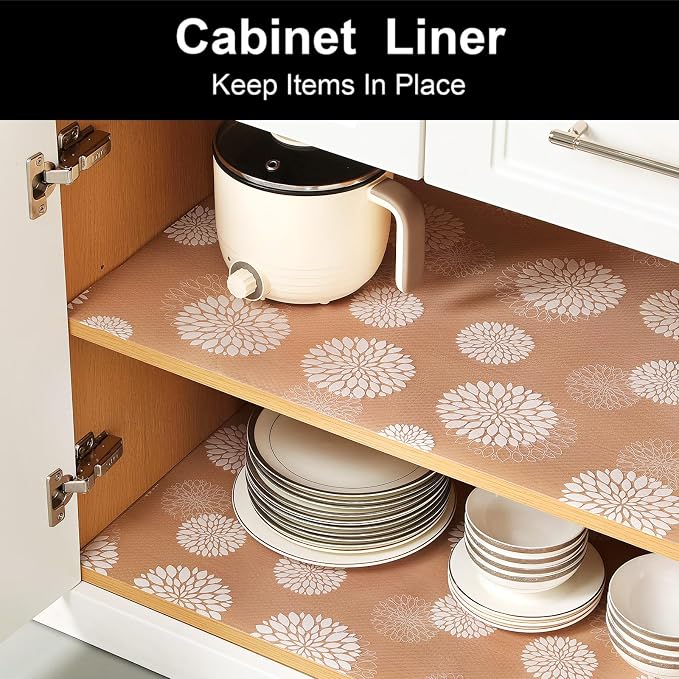 Cooyes Shelf and Drawer Liners for Kitchen Cabinets, Non Adhesive Cabinet Liner, EVA Waterproof Durable Non-Slip Drawer Mats for Shelves, Refrigerator, Storage, Desks（17.5" W x 198" L） - Image 2