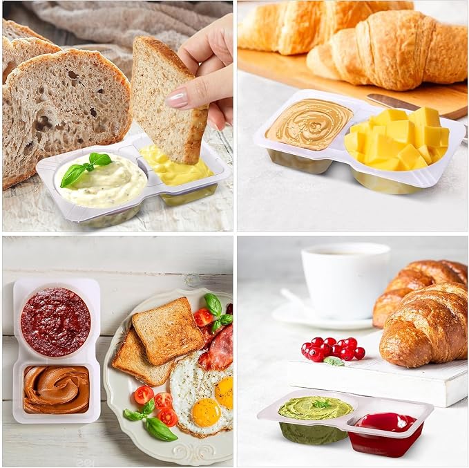 10Pack Reusable Snack Container - Reusable Snack Containers with Lids, Snacks Pack Containers 2 Compartments, Thickened and Portable Sauce Condiment and Dip Container for Picnic, Work, Lunch - Image 5