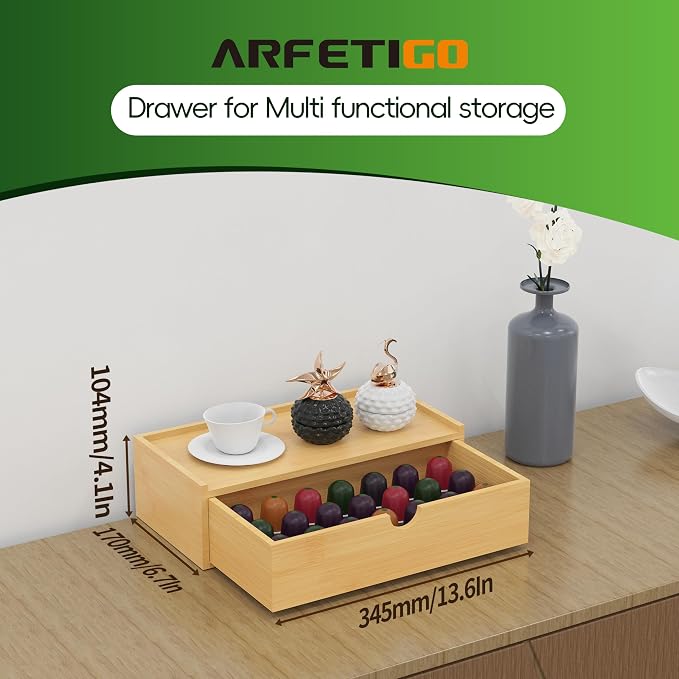 Bamboo Tea Organizer – Stackable Collection (1Drawer) - Image 2