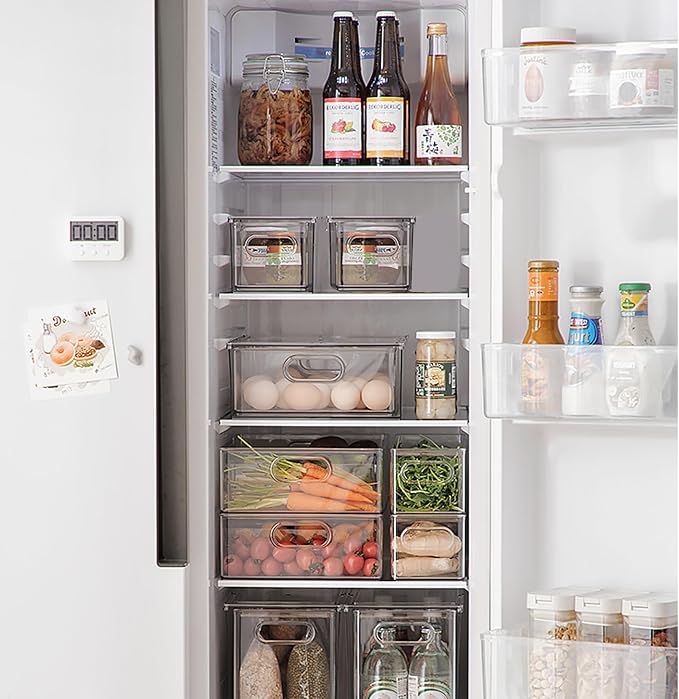 bealy 2 Pack Refrigerator Organizers and Storage, Stackable Clear Pull out Drawer Organizer Bins, BPA-Free Fridge Organizer and Storage for Fruit, Produce, Drink, Snack and Food Storage Containers - Image 5