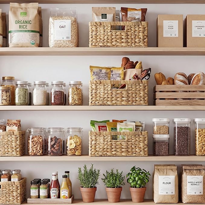 StorageWorks Large Wicker Baskets for Storage,Woven Basket for Gifts,1-Pack | Water Hyacinth Rectangular Wicker Basket, Wicker Storage Baskets for Shelves, Woven Baskets for Storage, Blanket Basket - Image 2