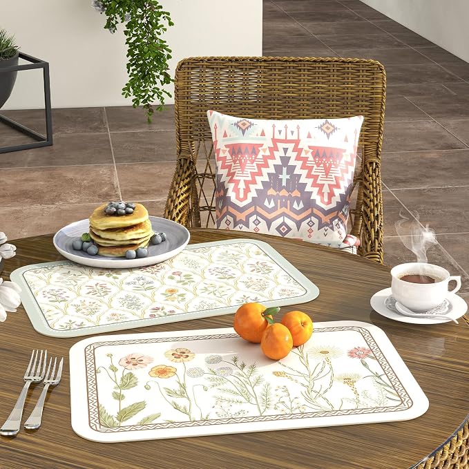 Vinyl Waterproof Placemats Set of 6 Rectangular,12"*17"-Serenity D | Wipeable Beautiful Print Place Mats,Stain Resistant,Heat Resistant,Everyday Meals,Kitchen,Dinning,Holiday,Decor - Image 5