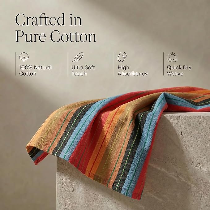 Urban Villa Kitchen Towels Cotton Dish Towels 20”x30” (Set of 6) Red Multi - Image 4