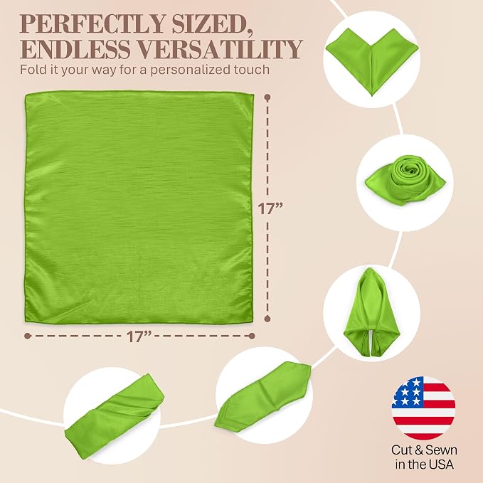 17 x 17-Inch Shantung Satin Cloth Napkins, Lime, Set of 36 - Image 6