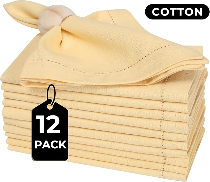 Bedding Craft Cotton Dinner Cloth Napkins Set of 12 – 18x18 Apricot Gelato Hemstitched – Machine Washable Fabric Napkins for Weddings, Baby Showers, Gifting & Parties - Image 6