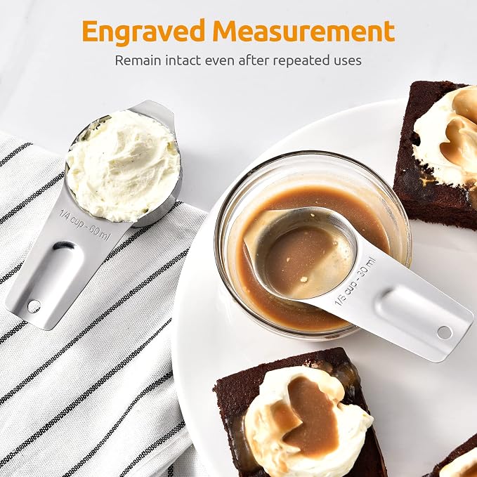U-Taste 18/8 Stainless Steel Measuring Cups Set of 7-Piece for Dry & Liquid | Food Grade Metal Measure Cups, Dishwasher Safe Measuring Set, Nested Stackable Design, Kitchen Gadget for Baking Cooking Food - Image 4