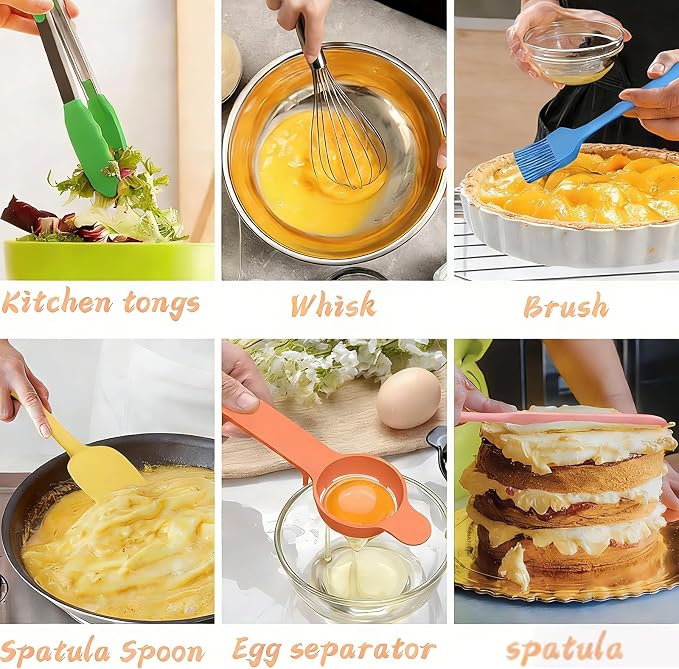 Umite Chef Thickened Heavy-Duty 26pcs Stainless Steel Bowl, Mixing Bowl Set with Lid, Grater Attachment, Colorful Non-Slip Bottom and Kitchen Gadget Set, Sizes 7, 4, 2.5, 2.0, 1.5, 1QT - Image 5
