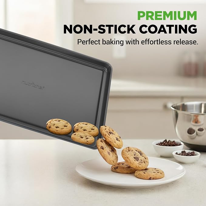 NutriChef 8 Piece Nonstick Bakeware Set | Carbon Steel Baking Pans for Oven | Includes Sheet Pan, Muffin, Loaf, Round and Square Cake Pan | Dishwasher Safe, Stackable Design Oven Safe up to 446°F - Image 4
