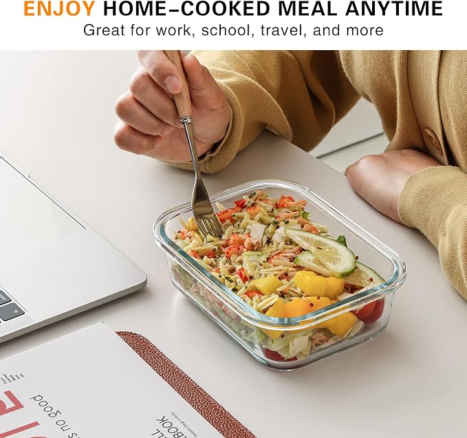 Cuiselect 10 Pack 22 Oz Glass Meal Prep Containers with Lids, Reusable Glass Food Storage Containers with Lids, Microwave, Oven, Freezer and Dishwasher Safe (Gray) - Image 4