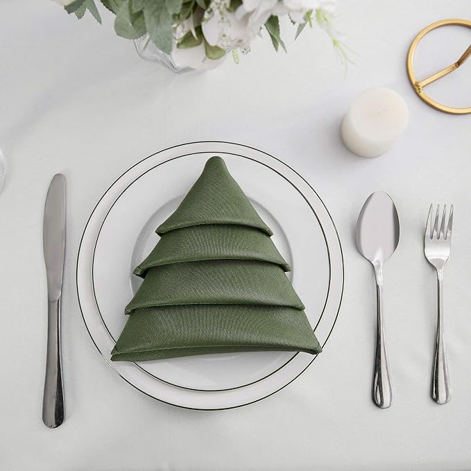 25pcs Polyester Cloth Napkins - 20 x 20 inch Willow Washable Dinner Napkins with Hemmed Edges for Restaurant/Wedding/Hotel(25,Willow) - Image 4