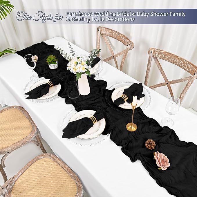 100 Pack Black Cloth Napkins 20x20Inch Cheesecloth Napkins | Elegant Cloth Napkins for Table, Washable Rustic Boho Gauze Napkins, for Wedding Party Bridal Baby Shower Halloween Decor - Image 5