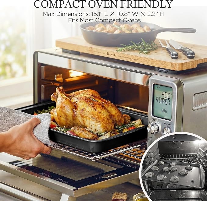 KITESSENSU Compact Baking Pans Sets, Nonstick Bakeware Sets 19-Piece with Round/Square Cake Pan, Loaf Pan, Muffin Pan, Cookie Sheet, Roast Pan, Cooling Rack, Carbon Steel Bake Set - Image 4