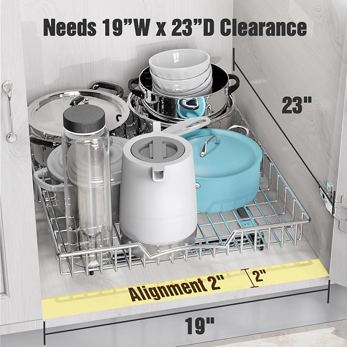 Simple Houseware Under Cabinet Pull Out Sliding Shelf Drawer, 21Dx17W | for Kitchen Organizer - Image 3