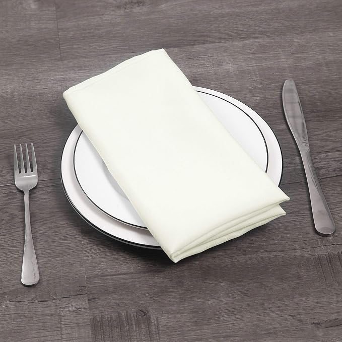 50pcs Polyester Cloth Napkins - 20 x 20 inch Ivory Dinner Washable Napkins with Hemmed Edges for Restaurant/Wedding/Hotel(50,Ivory) - Image 6