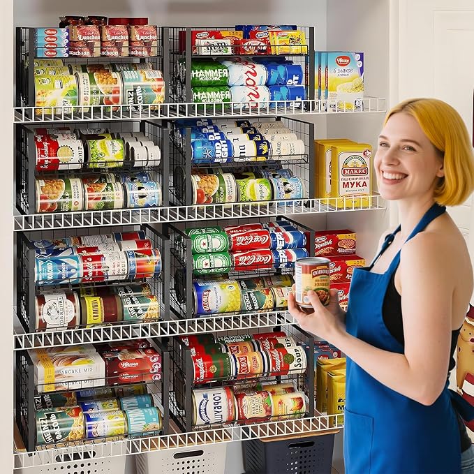 JKsmart 2-Tier Stackable Rack Organizer for Pantry, Adjustable Dispenser Holds Up to 88 Cans, Storage Holder for Various Ounces of Canned Drinks, Black, 3 Pack - Image 2