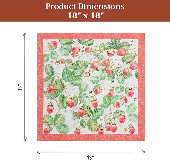 Maison d' Hermine Cloth Napkins Set of 4 Reusable 100% Cotton (18" x 18") | Everyday Square Napkins Cloth Washable Dinner Party Wedding Restaurant Hotel Kitchen Spring Summer - Strawberry Summer - Image 7