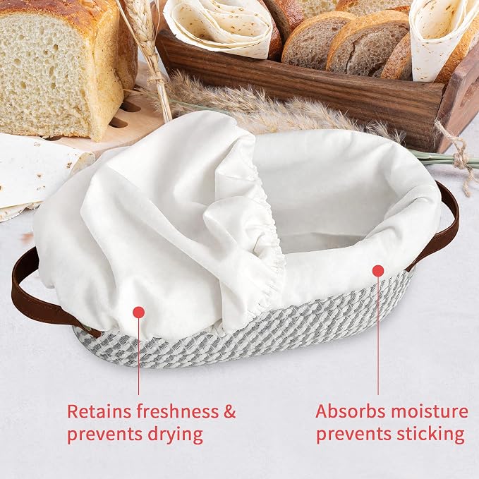 PeacePeo Sourdough Kit, 11'' Oval and 10'' Round Cotton Rope Bread Baskets | 38Pcs Bread Making Supplies Kit, Breathable, Machine Washable, Hangable, Liner & Cover Banneton Basket, Gifts For Baker - Image 3