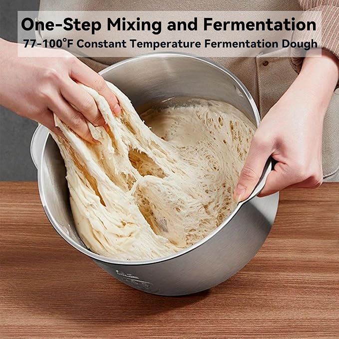 7L Electric Dough Mixer for Bread and Pizza Dough, Dough Maker Featuring a Ferment Function.304 Stainless Steel Whisk and a Top Small Window for Easy Add Water and Seasoning(Black） - Image 3