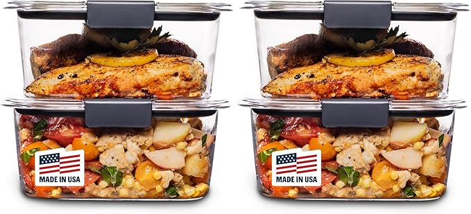 Rubbermaid Brilliance BPA-Free Food Storage Containers, Medium Deep, 4.7 Cup, Airtight & Leak-Proof, Microwave & Dishwasher Safe, 4 Count (Pack of 2) by Unknown