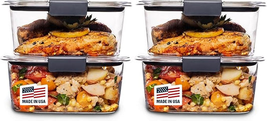 Rubbermaid Brilliance BPA-Free Food Storage Containers, Medium Deep, 4.7 Cup, Airtight & Leak-Proof, Microwave & Dishwasher Safe, 4 Count (Pack of 2) by Unknown