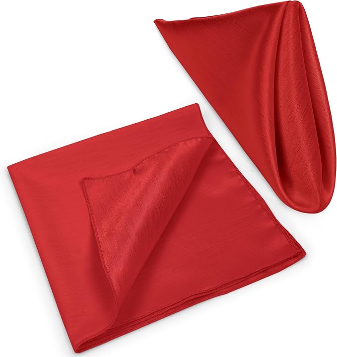 17x17-Inch Shantung Cloth Napkins, Holiday Red, Set of 12 | Bulk Case of 1 Dozen, Satin, Square, 100% Polyester Fabric, Reversible, Faux Dupioni Silk Reverse Side, Machine Washable - Image 8