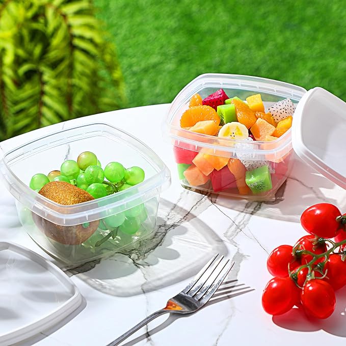 50 Pcs 24 oz Deli Containers With Lids - Stackable Clear Square Food Storage for Freezer, Take Away, and Leakproof Take Out - Image 5