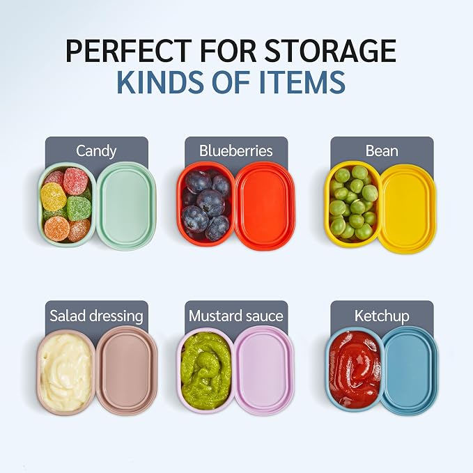 ISSEVE 12Pcs/Set Nesting Silicone Food Storage Containers with Lids | BPA-free, Reusable, Meal Prep Containers, Small Freezer Portions, Dishwasher Cleaning, Nested Cabinet Storage, 5 Sizes, Pink - Image 7