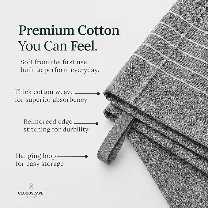 CSL Kitchen Towels Cotton, Pack of 6, Absorbent Dish Towel, 18x28 -AIG - Image 2