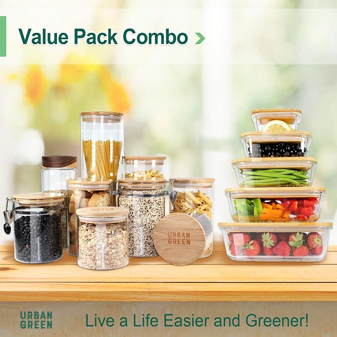 Glass Jars with Airtight Lids, Airtight Glass Canisters with Locking Lids, (Bamboo-20oz-30oz) - Image 8