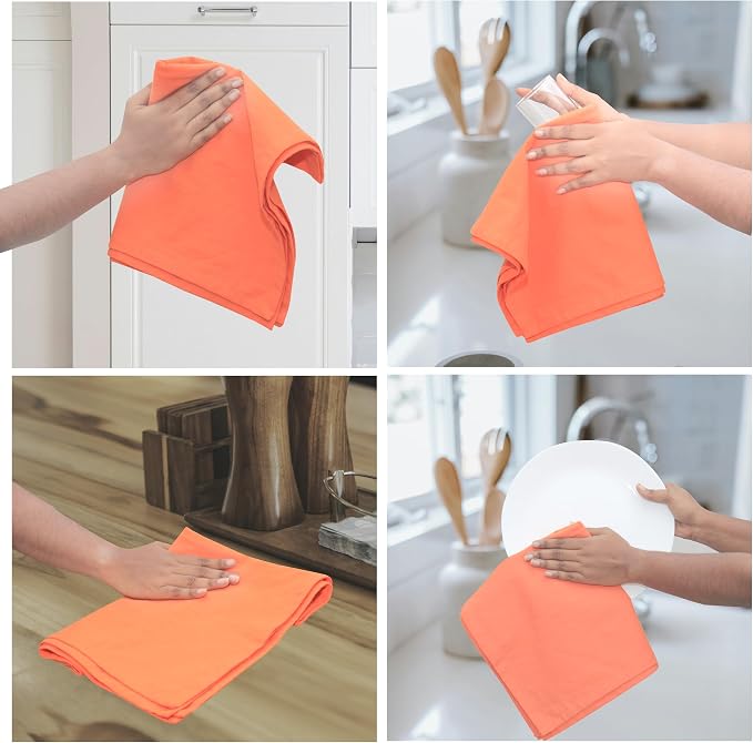 Urban Villa Kitchen Towels Cotton Dish Towels 27”x27” (Set of 12) Orange - Image 3