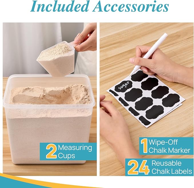 Vtopmart 8.5L Extra Large Flour Sugar Storage Containers, 2 PCS, Black | Each for 10 lbs Flour, Airtight Seal, BPA Free, Food Grade Material, Dishwasher Safe (Not Lids) - Image 8