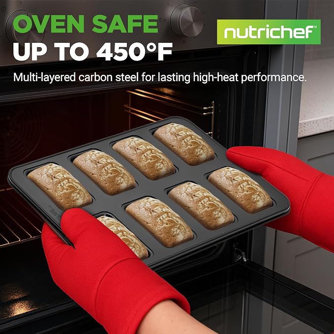 NutriChef 42-Piece Nonstick Bakeware Set | Carbon Steel Baking Pans Set with Oven Mitts, Muffin Trays, Cookie Sheets, Loaf Pan, & Accessories for Cakes, Pizza & Bread. - Image 8
