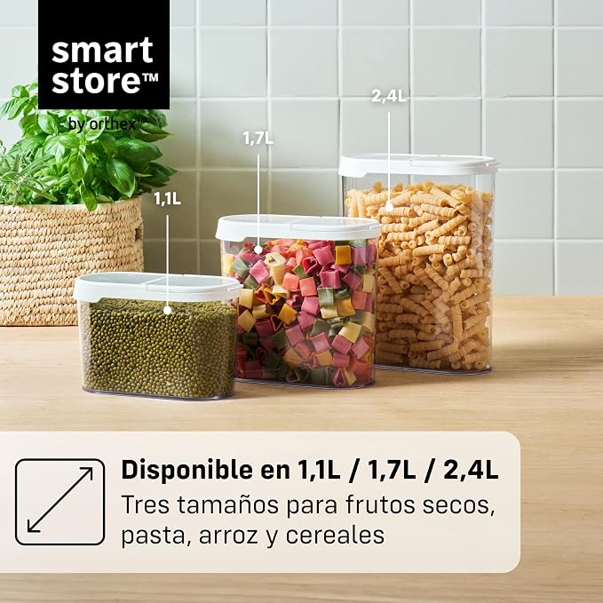 SmartStore Cereal Storage Containers, Set of 2 x 1.7 L | Stackable, Clear, Flip Lid | BPA-Free Kitchen Storage Containers | Pantry Food Storage Containers | Cereal Dispenser, Granola, Pasta, Rice - Image 7