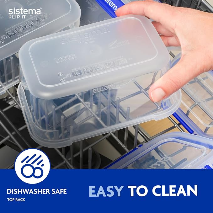 SISTEMA Klip It Food Container, Plastic, Clear, 1 x 2.2 L, 2 x 1 L, 3 - Image 4
