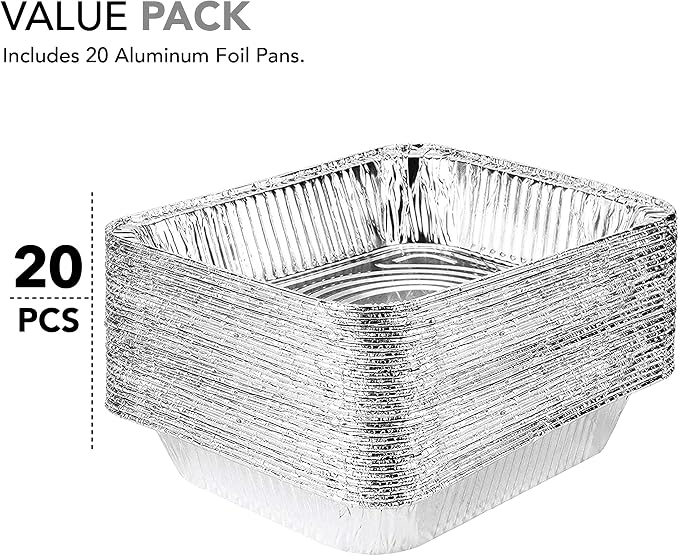 Stock Your Home 9x13 Aluminum Pans (20 Pack) - Disposable & Recyclable Foil Tray- Half Size Steam Table Deep Pans - Tin Foil Pans for Cooking, Heating, Storing, Prepping Food, BBQ, Grilling, Catering - Image 3