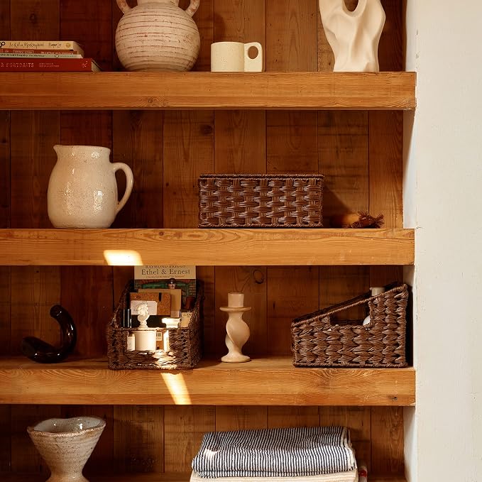 Granny Says Wicker Baskets with Lids, Decorative Storage Boxes With Lids | Woven Baskets With Lids, Wicker Baskets For Storage, Decorative Storage Boxes, Woven Stackable Basket with Lid for Organizing - Image 7