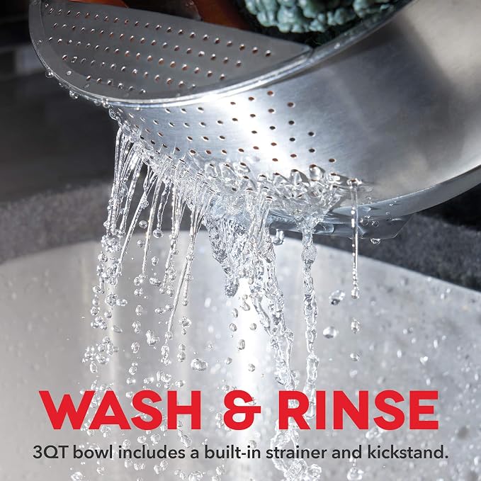 DASH Stainless Steel Mixing Bowls with Lids, Silicone Non-Slip Base with Measuring Lines and Strainer, 3 Bowl Set - 1.5 Quart, 3 Quart, & 5 Quart - Aqua - Image 3