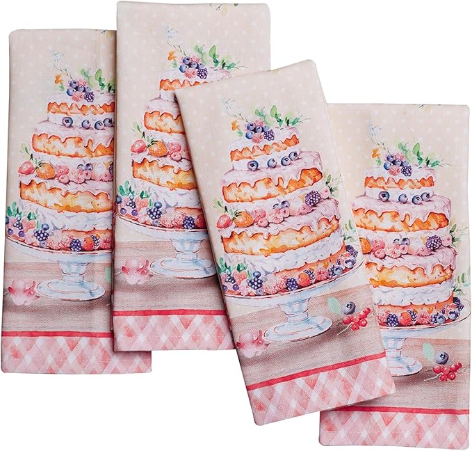 Maison d' Hermine Cloth Napkins Set of 4 Reusable 100% Cotton (18" x 18") | Everyday Square Napkins Cloth Washable Dinner Party Wedding Restaurant Hotel Kitchen Spring Summer - Icing on the Cake by MaisondHermine