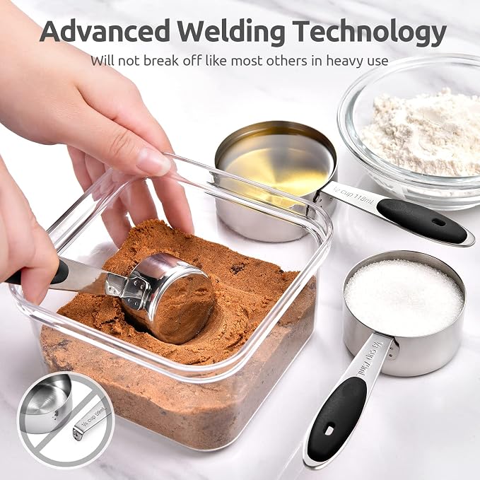 U-Taste 18/8 Stainless Steel Measuring Spoons Set for Dry and Liquid Ingredients(Set of 9), and Upgraded Measuring Cups and Spoons Set of 12 with Reinforced Welded Handle (Black) - Image 7