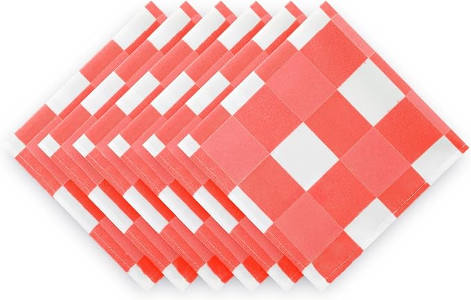 Buffalo Plaid Table Napkins Set of 12 Checkered Cloth Napkins 17x17 inch Washable Dinner Gingham Pattern Napkins Soft Napkins for Wedding Party Dining Banquet(Red and White) - Image 4